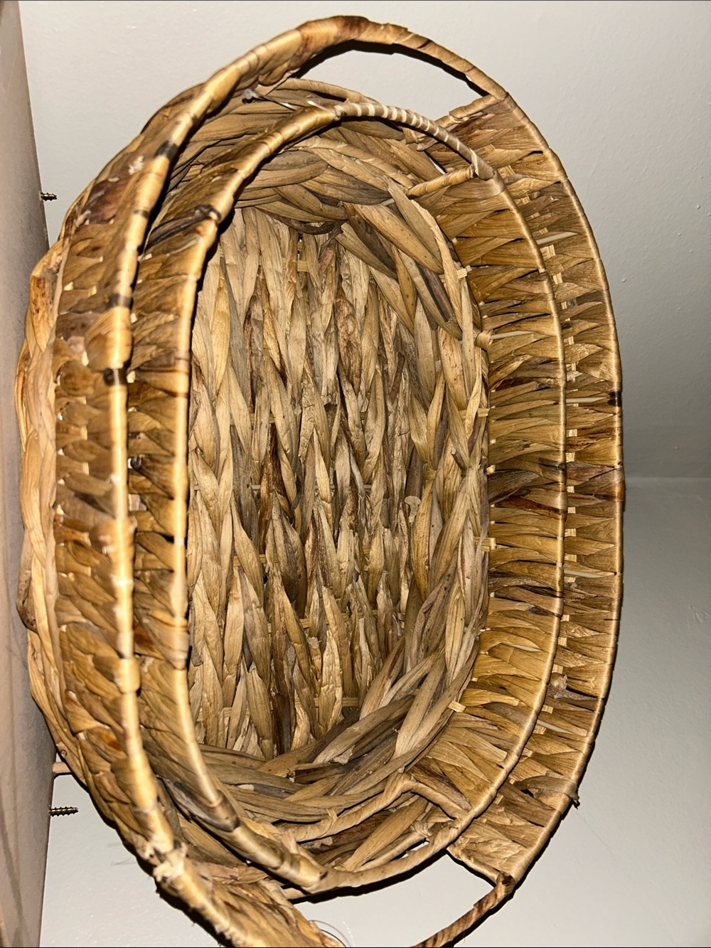 Artisan Natural Brown Woven Storage Baskets Set of 2 Med & Large